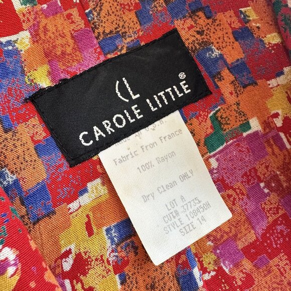 Vtg Carole Little Womens Blazer Jacket XL Colorful Abstract Geometric Red 90s - Picture 6 of 10